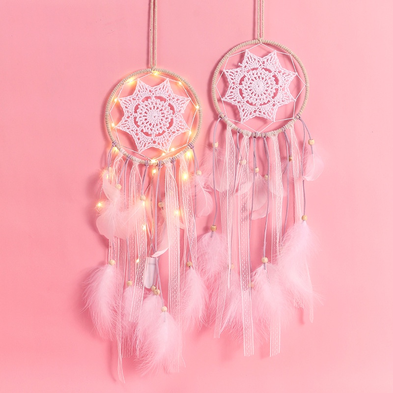 Dreamcatcher phối ren trắng sáng tạo trang trí nhà cửa