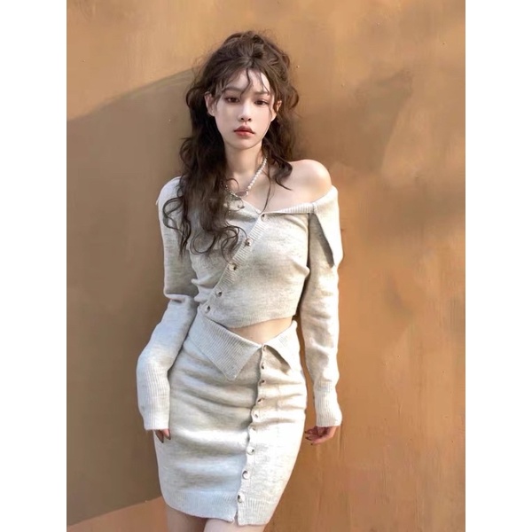 SET ÁO VÁY TRỄ VAI KHOE EO DÁNG ÔM
