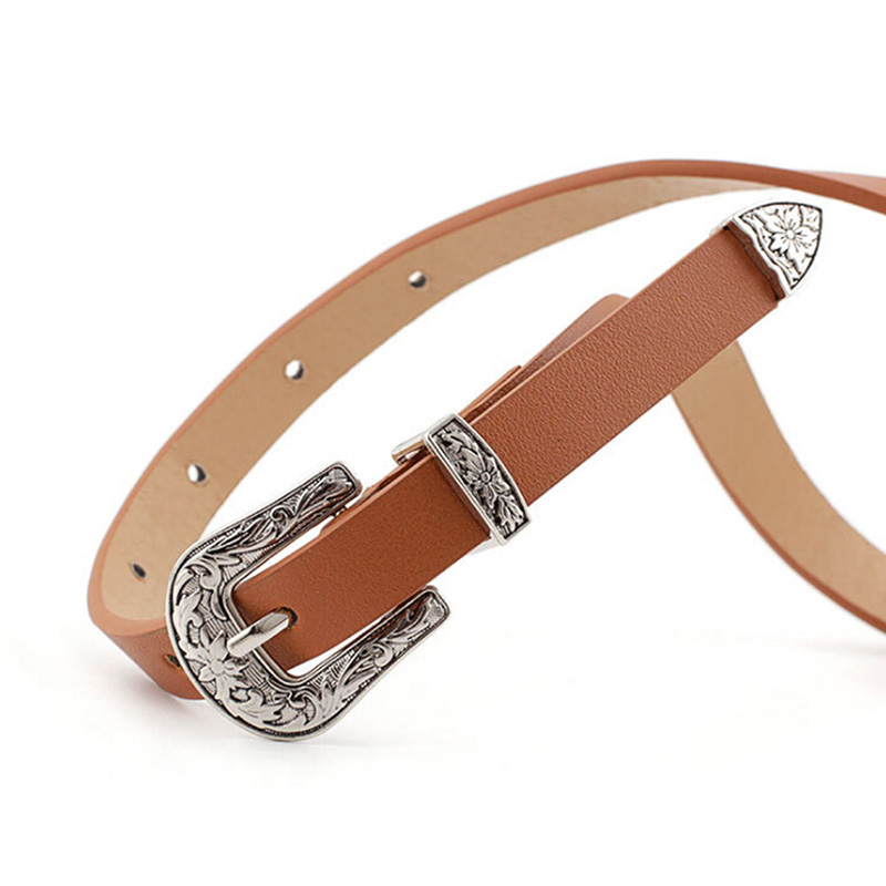 Dây thắt lưng bản nhỏ da giả phong cách boho cổ điển thời trang dành cho nữ