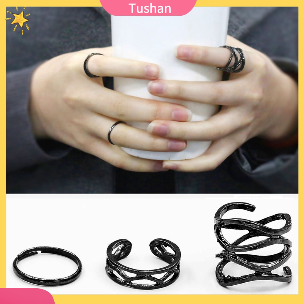 Set 3 nhẫn đeo tay kim loại đơn giản thời trang cho nữ