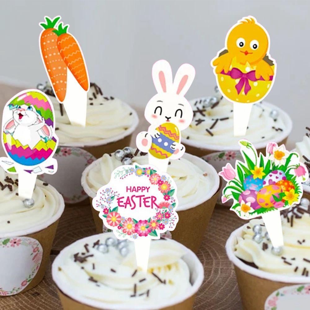 Set 12 Que Cắm Trang Trí Bánh Hình Thỏ Nhiều Màu