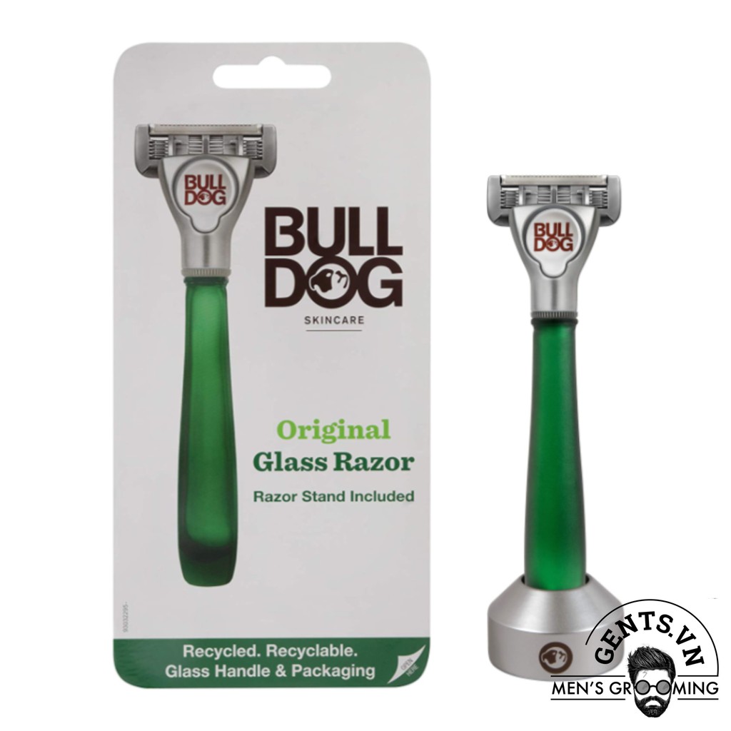 Dao cạo râu 5 lưỡi Bulldog Skincare Original Glass Razor có tay cầm thủy tinh siêu bền, chống bám bẩn