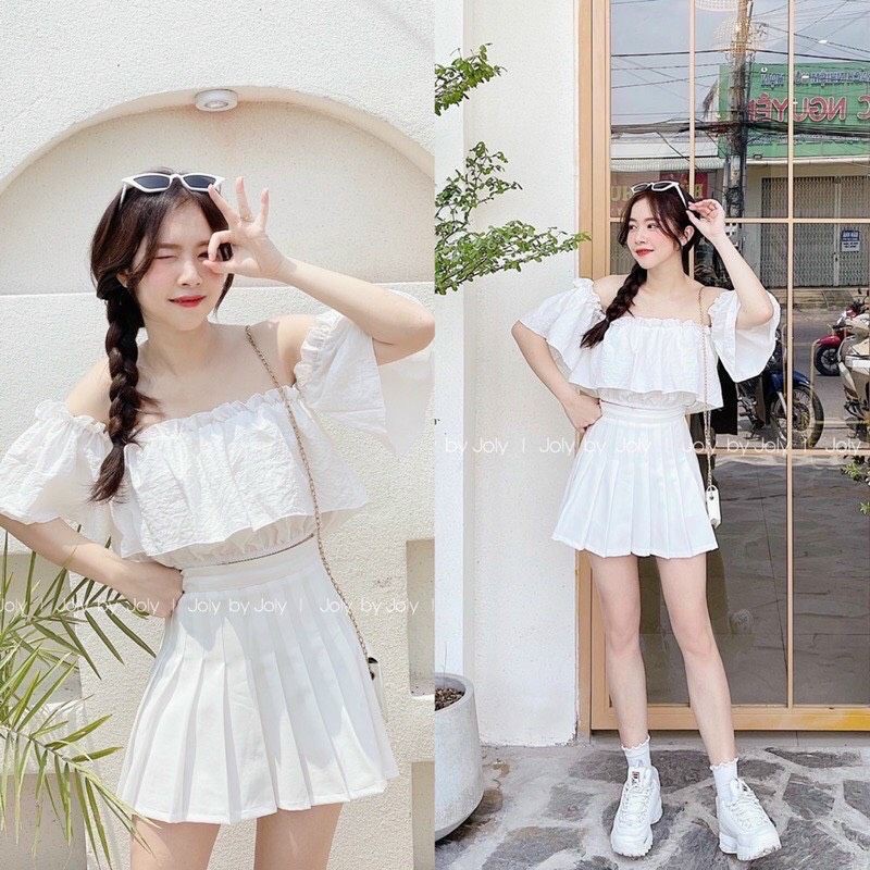 CHÂN VÁY TENNIS ĐEN TRẮNG DẬP LY XINH ĐẸP CÓ QUẦN BẢO HỘ