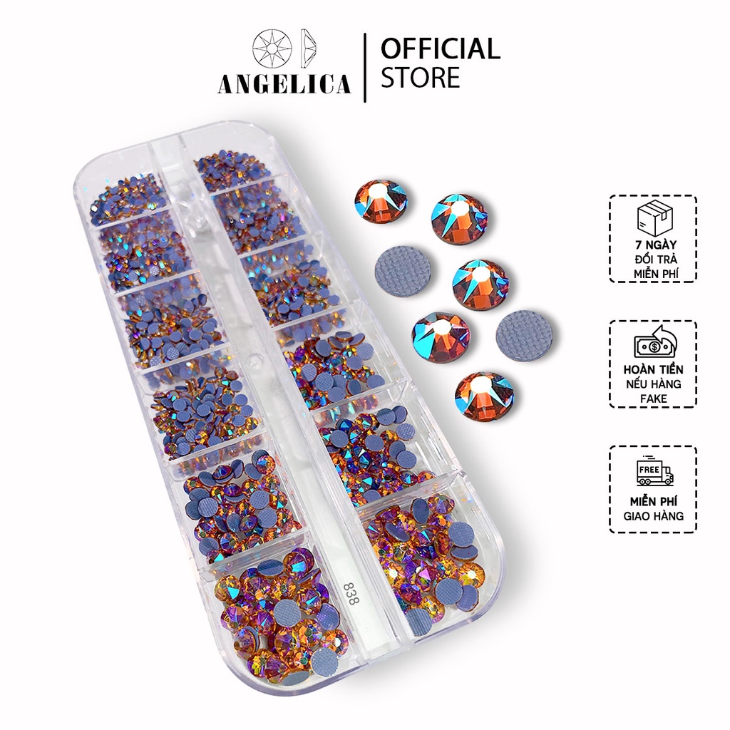 Đá Chân Lưới 16 Khía Nail Topaz AB Đính Móng ANGELICA 838