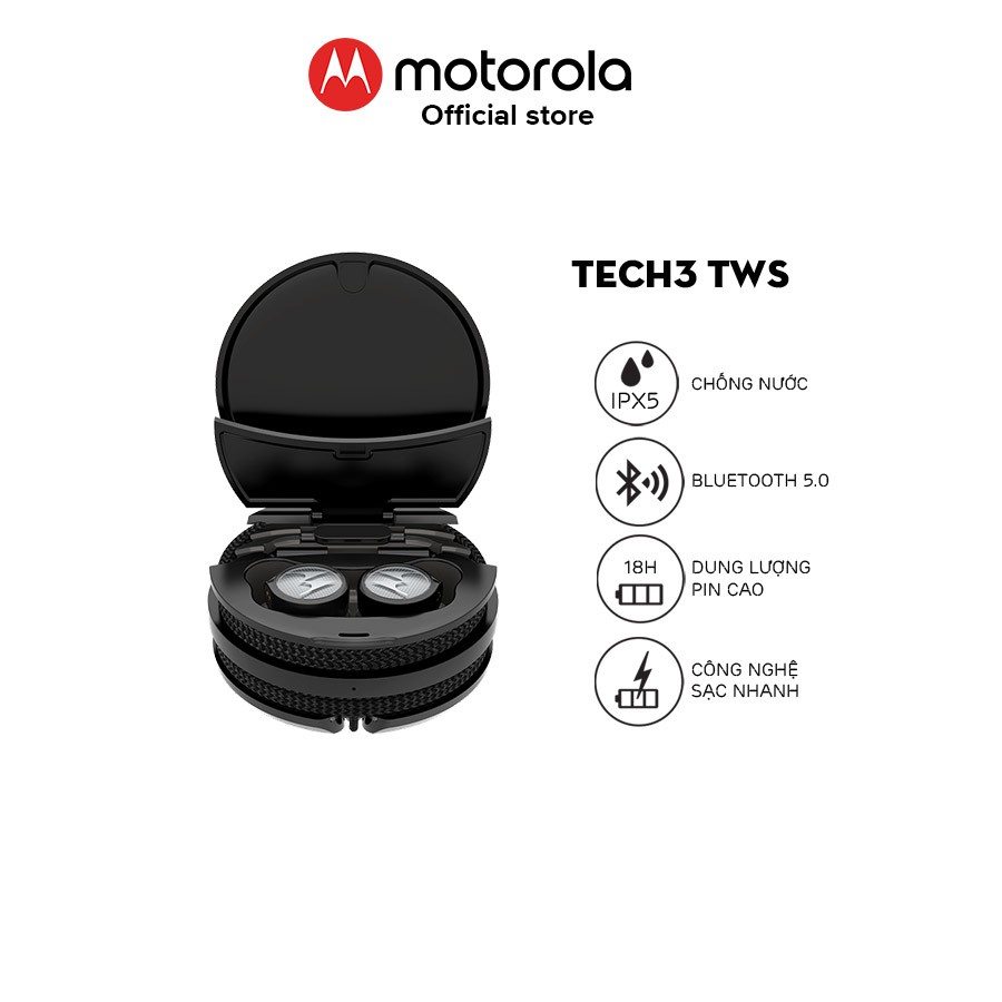 Tai nghe bluetooth Motorola không dây Tech3 TriX-Thiết kế năng động- Chuẩn chống nước IPX5