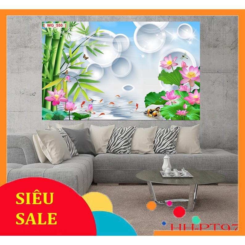 Tranh Trang Trí , Tranh 3D Cây Trúc Hiện Đại , Mặt Trước Được Phủ Màng Chống Bay Màu , Bao Lau Nước