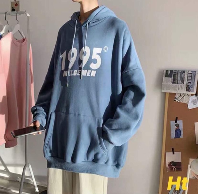 Áo hoodie nỉ mũ túi bụng 1995