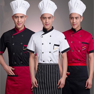 Quần áo đồng phục đầu bếp khách sạn trường học quần áo làm việc nhà bếp có tay ngắn unisex