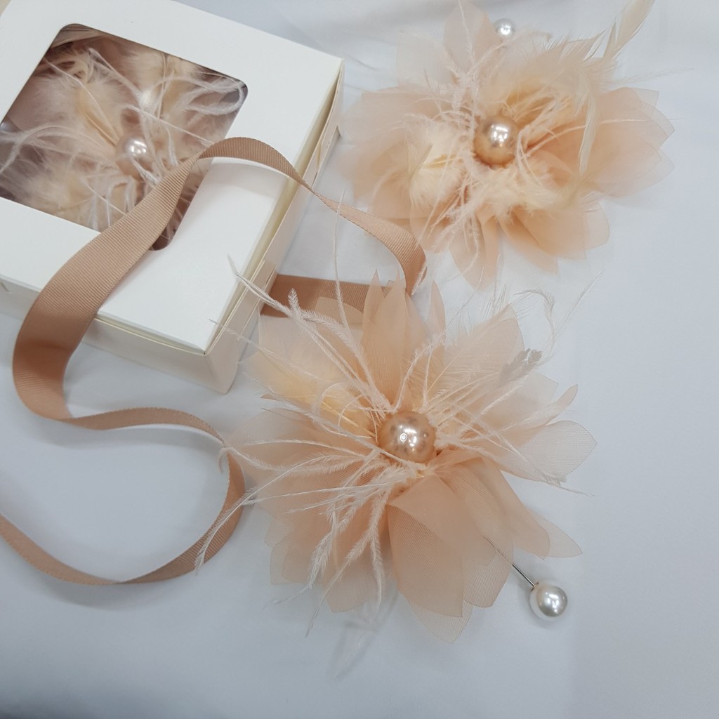 Cài áo voal lông vũ cao cấp kèm hộp