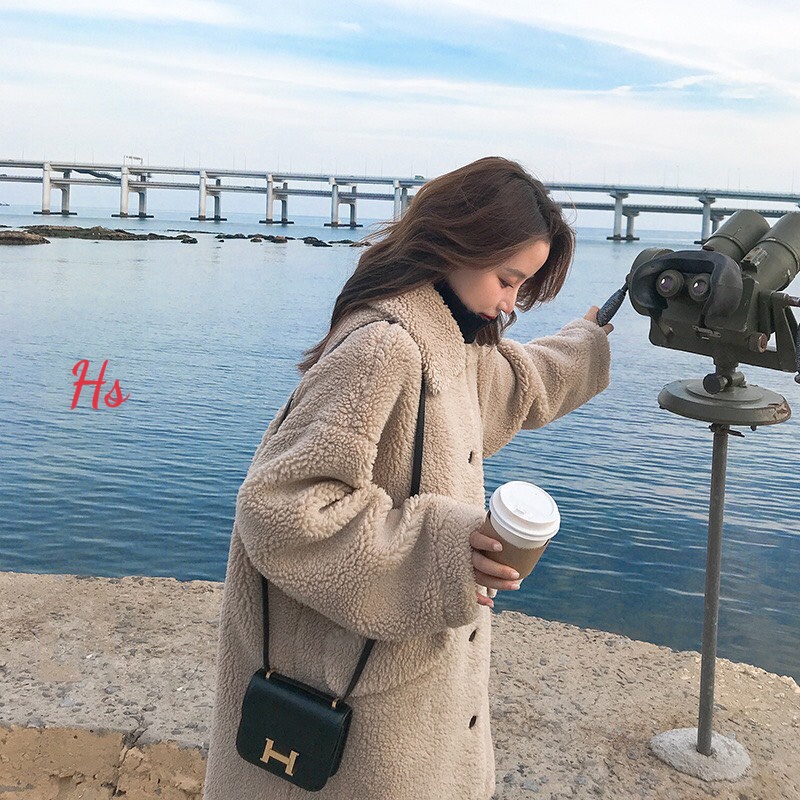 Áo Khoác Nữ Áo Lông Túi Hộp Cúc Đen  Mã 717 UNI STORE