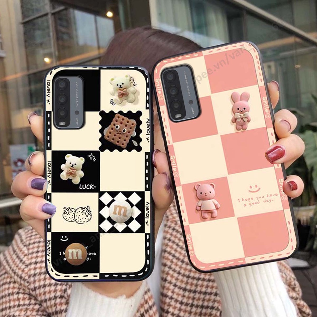 Ốp lưng Xiaomi Redmi 9T hình gấu, kẹo dễ thương cute