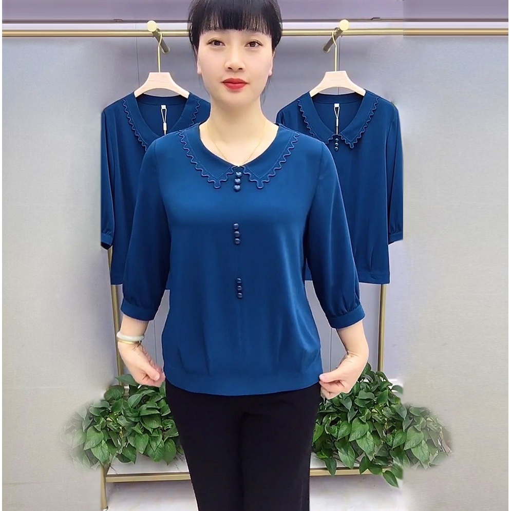 Qùa Tặng Mẹ Yêu Mẫu Áo Trung Niên Thêu Cổ Điệu Đà Chất Liệu Vải Xleo Mềm Mại, Thoáng Mát Mã UMI | BigBuy360 - bigbuy360.vn