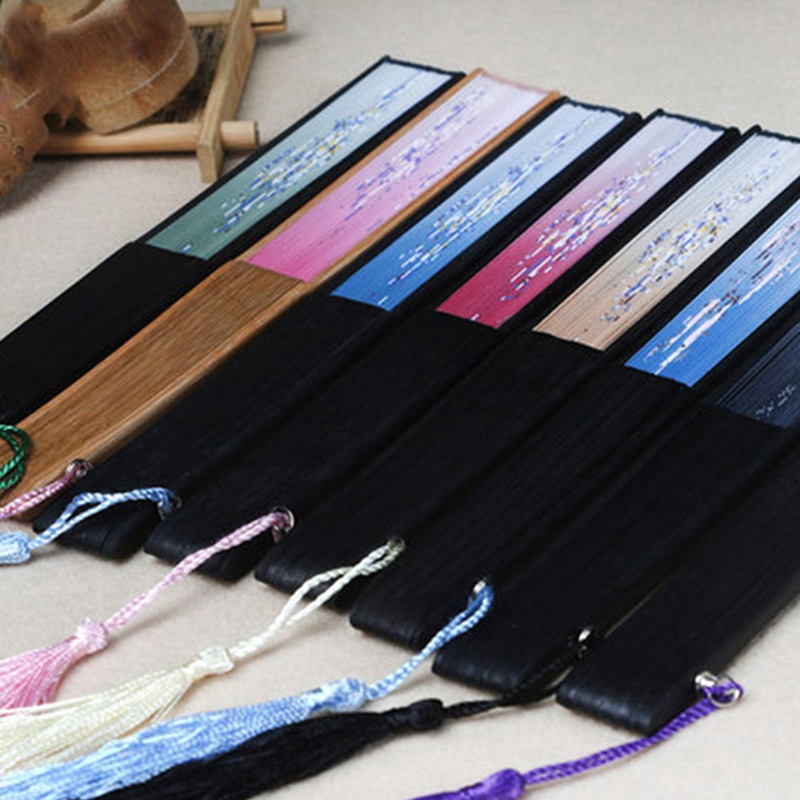 Quạt gấp cầm tay bằng tre nhiều màu sắc kiểu Trung Hoa cho khiêu vũ/trang trí đám cưới