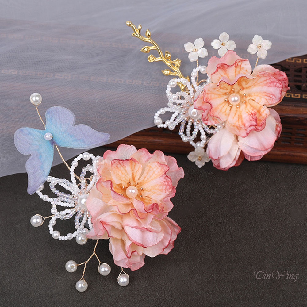 GETNOIVAS 1 Kẹp Tóc Hình Hoa Bằng Lụa Phong Cách Trung Hoa Retro Đơn Giản Độc Đáo Cho Nữ