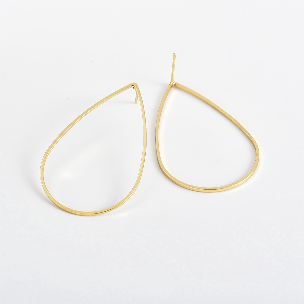 DDFI - Korea Anting Metal Advanced Oval Drop Shape Cool Style Silver/ Gold Earrings A5A05