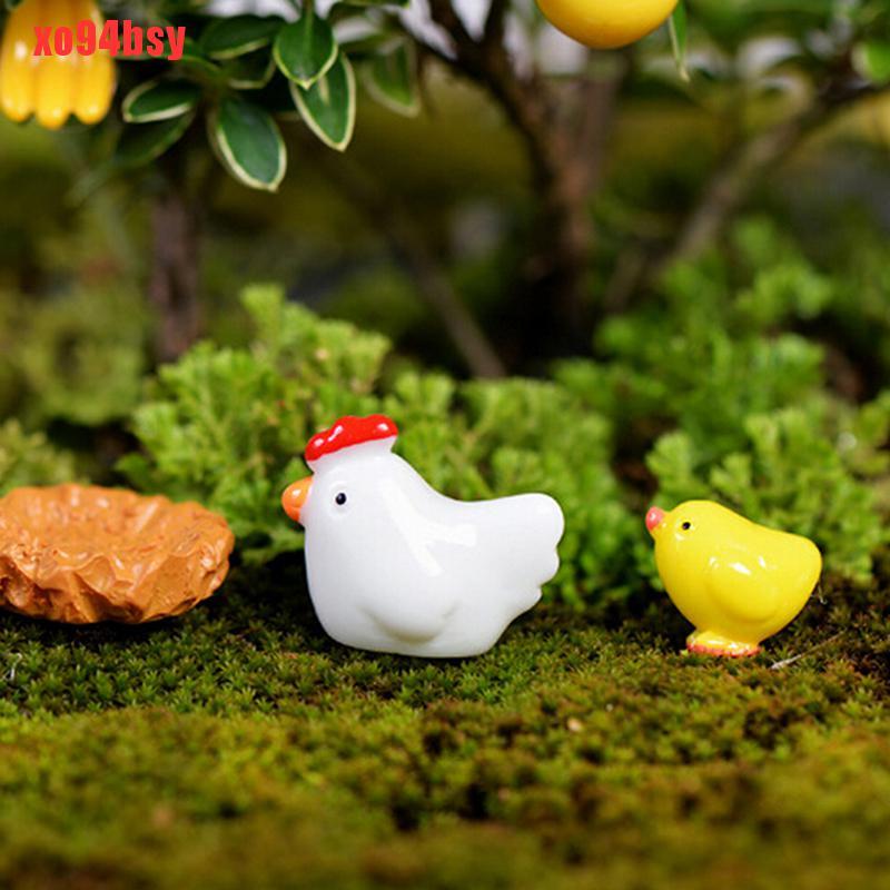 [xo94bsy]Mini Chicken Fairy Garden Miniatures Gnomes Moss Terrariums Resin Figurines For