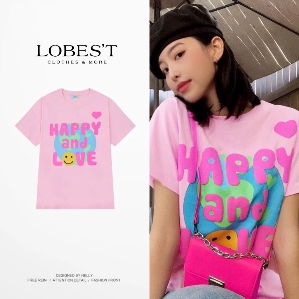Áo thun Nelly unisex form rộng màu hồng in chữ cực xinh (Hàng chính hãng nội địa Trung, shop nhận order Trung-Việt)