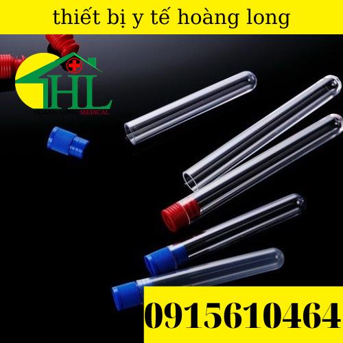 Túi 100 ống nghiệm nhựa PS trong suốt có nắp (các size)