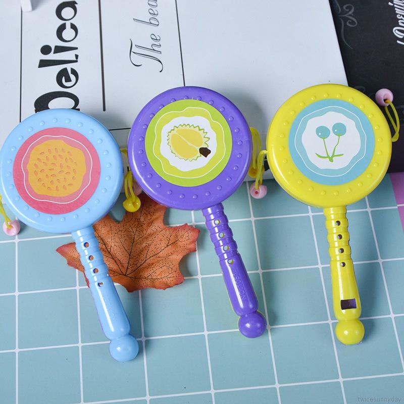 Trống lục lạc đồ chơi cho bé sơ sinh 1 tuổi màu vàng vui nhộn