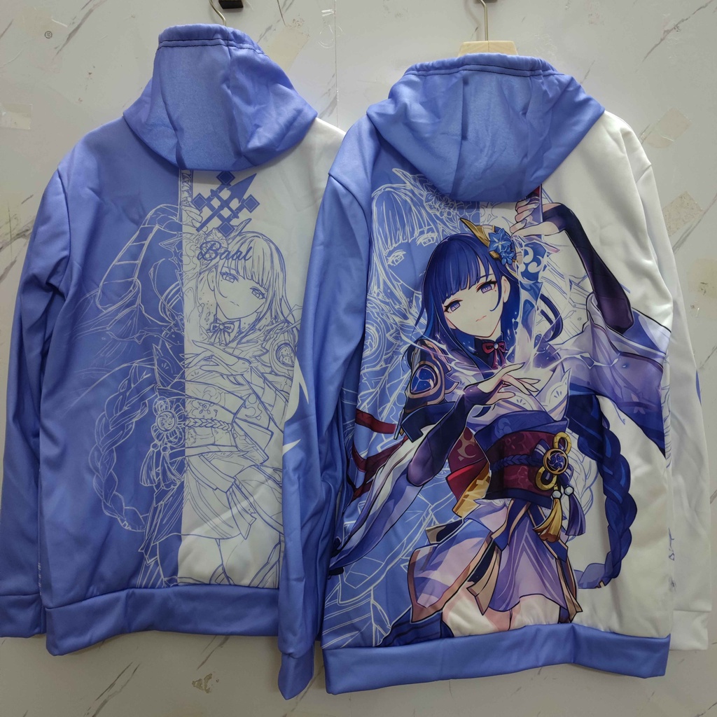 Áo hoodie dáng rộng in hình anime Genshin Impact Raiden Shogun Baal thời trang mùa thu mới dành cho nam nữ