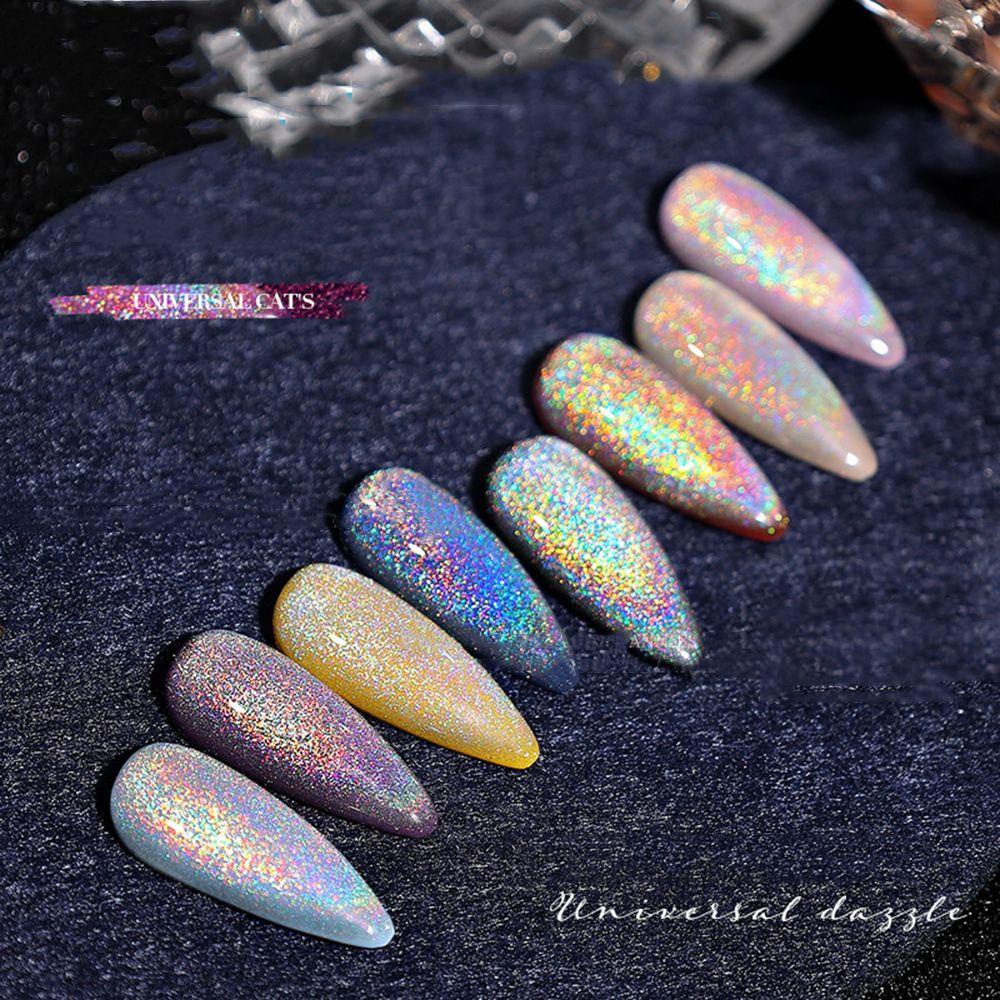 XIANSTORE Nail Art Colorful Reflective Glitter UV Gel Magnetic Gel 15ml Rainbow Cat Eye Nail Gel Winter Nail Polish Sparkling Auroras Soak Off Holographic Glitter