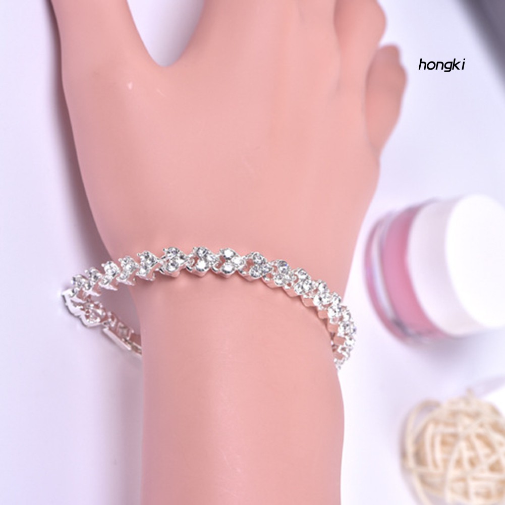 Vòng đeo tay đính kim cương giả lấp lánh thời trang cho nữ tùy chọn màu sắc