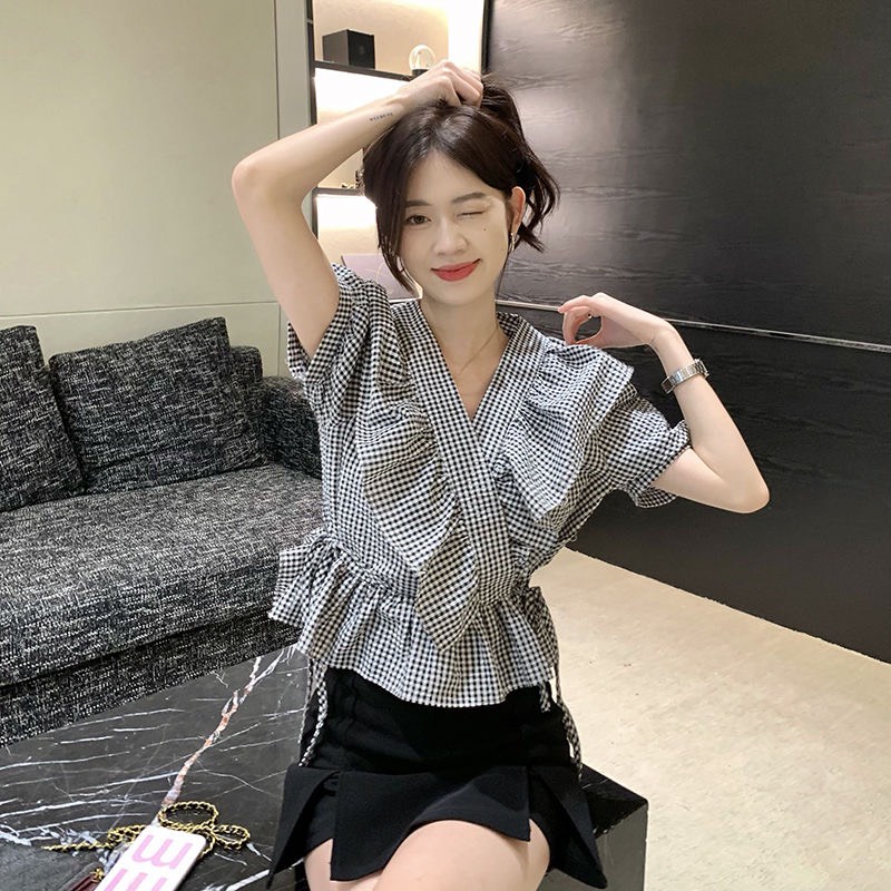 Áo sơ mi xếp ly chéo ngực tiểu thư cực xinh