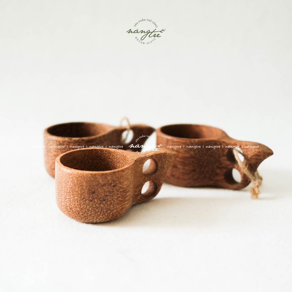 Ly gỗ dừa - Cóc gỗ dừa - Ly quai gỗ dừa