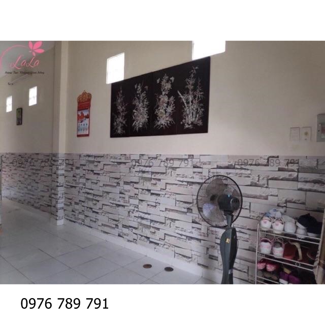 Giấy Dán Tường Giả Gạch Xám 3d Có Keo Sẵn, Decal Dán Tường 10m Bóc Dán Đơn Giản ODINX