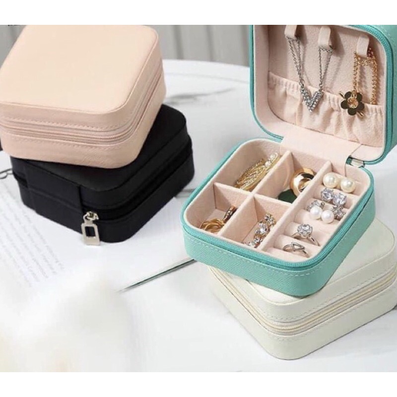 Hộp Đựng Đồ Trang Sức Mini Bọc Da Lót Nhung Nhiều Màu