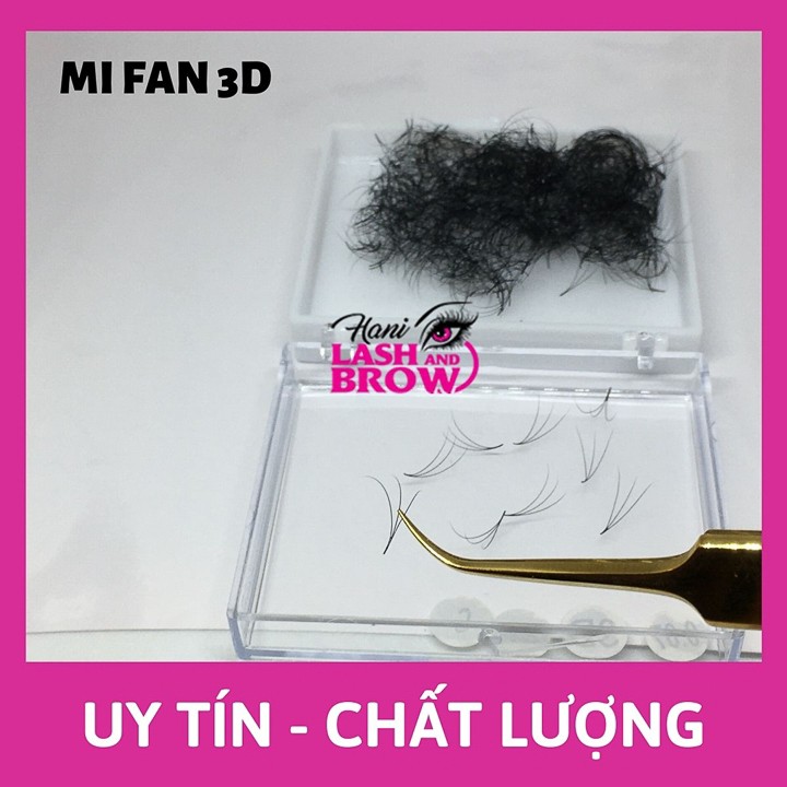 Mi Fan 3D cong C 0.07 và 0.1 LMFT _ Lông Mi Fan Tay Sẵn Hani chân keo nhỏ _1 Hộp chứa hơn 500 Fan