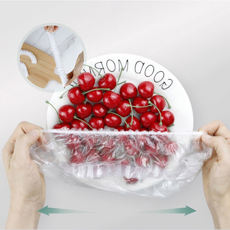 500 màng bọc thực phẩm có chun, túi bọc thức ăn bo chun co giãn, tái sử dụng, chất PE cao cấp an toàn - Homewares