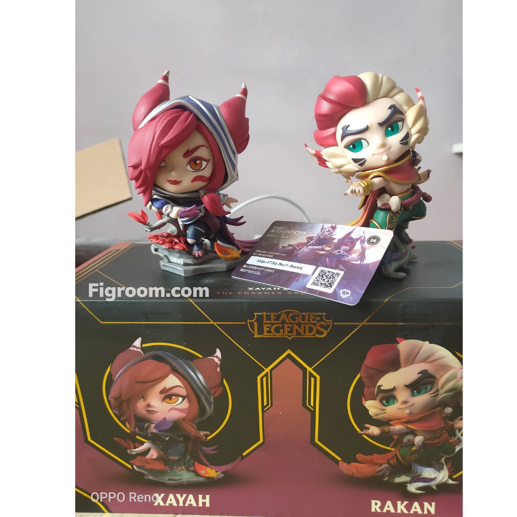 Mô hình LoL Xayah & Rakan Duo Figure Set 12cm  - Figure LMHT Liên Minh Huyền Thoại