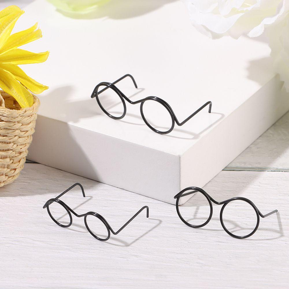 [Hàng giao ngay]Set 5 Mắt Kính Gọng Tròn Bằng Hợp Kim Màu Đen Dành Cho Búp Bê