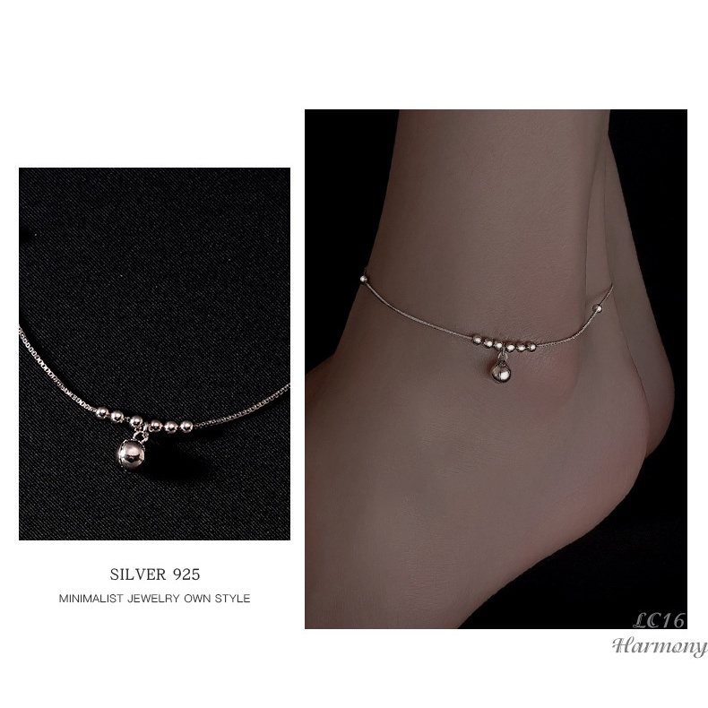 Lắc chân nữ bạc 925 chuỗi bi tròn Silver Ball 3 | HARMONY ACCESSORIES LC16