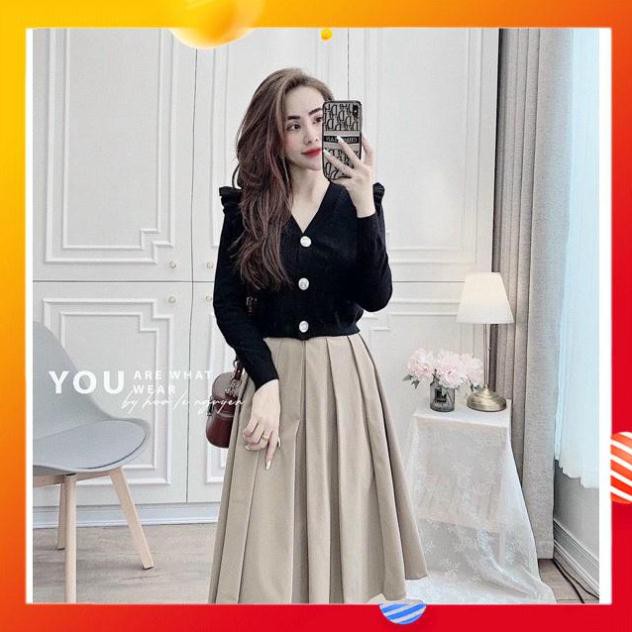 Áo Khoát Lửng Nữ, Áo Khoác Len Cổ V Viền Tay Bèo Có Khóa Kéo Thời Trang Phong Cách Hàn Quốc Sang Chảnh. | BigBuy360 - bigbuy360.vn