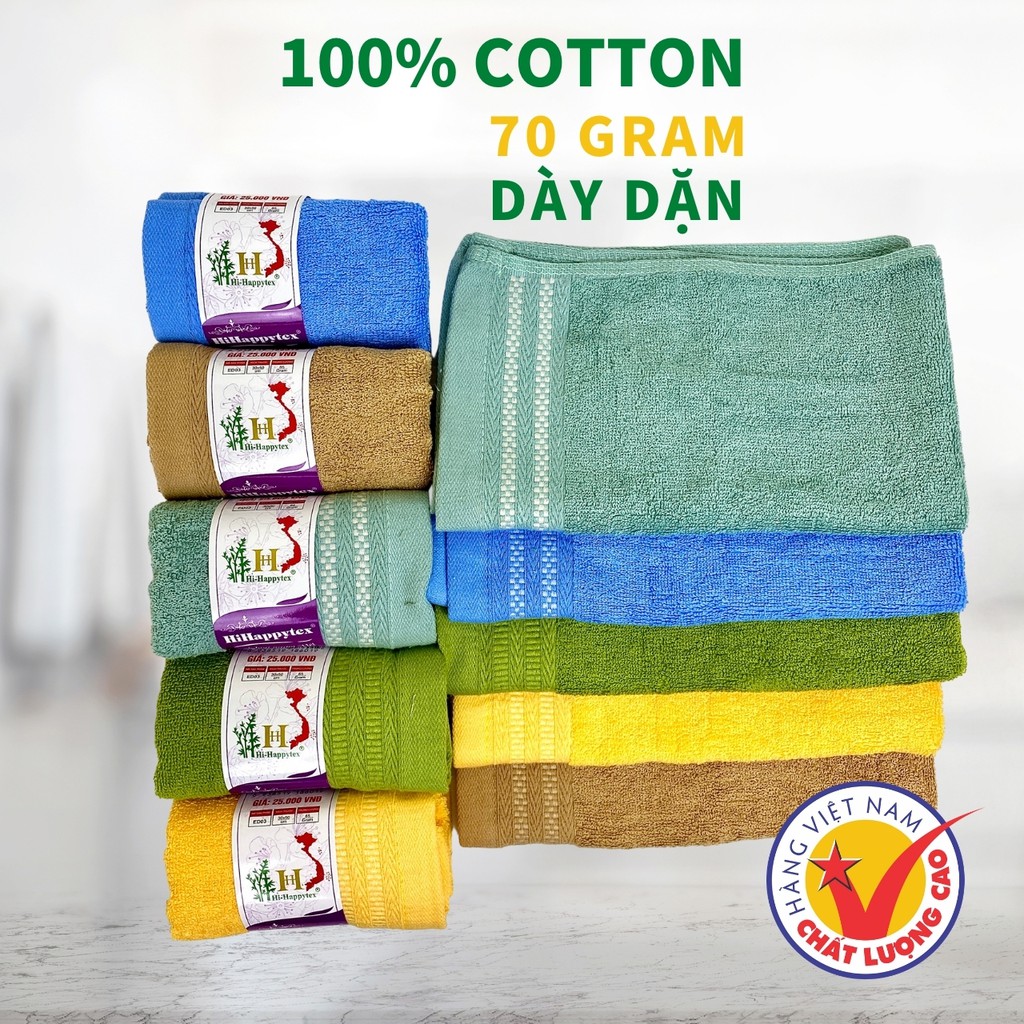 Khăn mặt COTTON 100% hàng Việt Nam khăn rửa mặt cho mọi gia đình, mềm mịn 2 mặt cotton, không phai màu