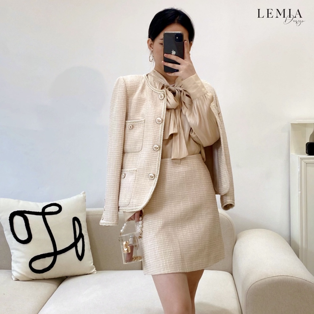 Áo Dạ Nữ Cao Cấp Viền Tweed Design By LEMIA - 21AT019