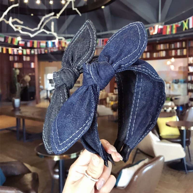 Băng Đô Vải Denim Cột Nơ Mỏng Thiết Kế Đơn Giản Phong Cách Hàn Quốc Xinh Xắn Cho Nữ