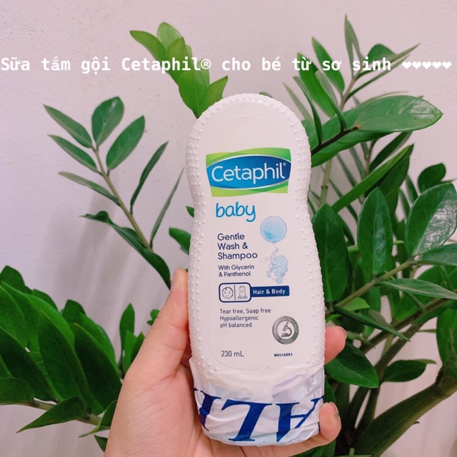 [HÀNG ÚC] Sữa tắm gội cho bé Cetaphil Baby Gentle Wash &amp; Shampoo, loại bỏ rôm sảy viêm da mụn ngứa cho bé, 230ml