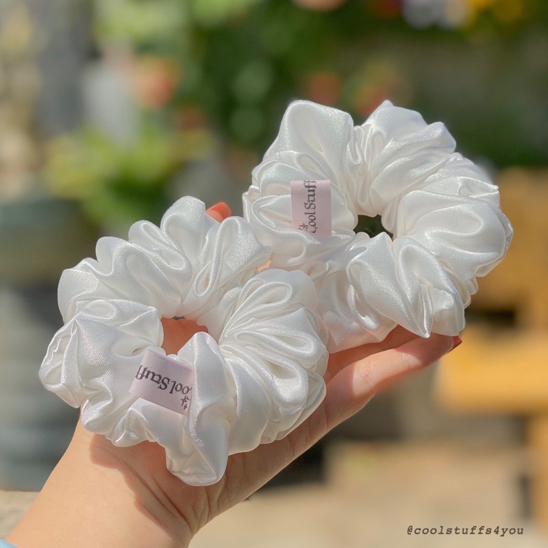 Đồ buộc tóc scrunchies lụa trắng🤍🤍