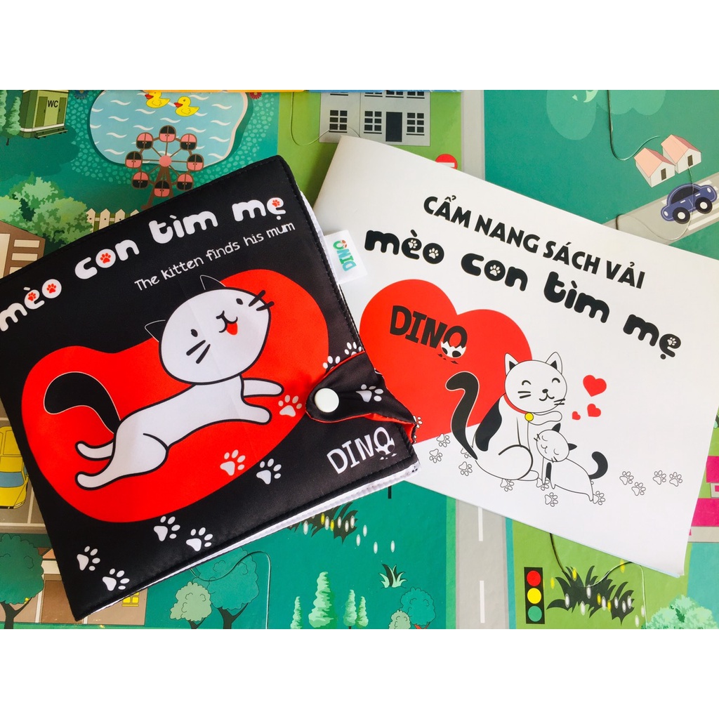 Sách vải Mèo con tìm Mẹ kèm học liệu - Metis Đồ chơi cho con