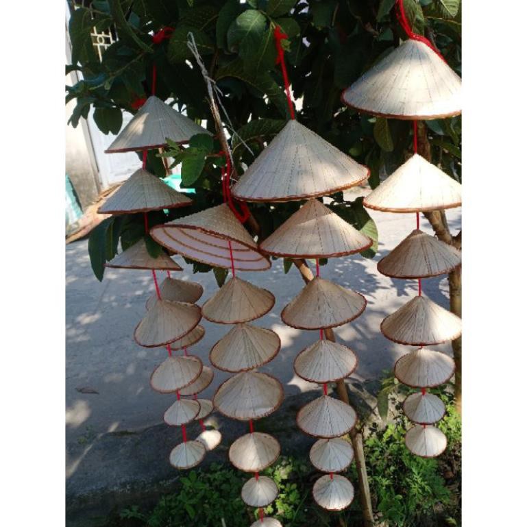 Nón lá xỏ dây trang trí, dây 7 nón lá mini