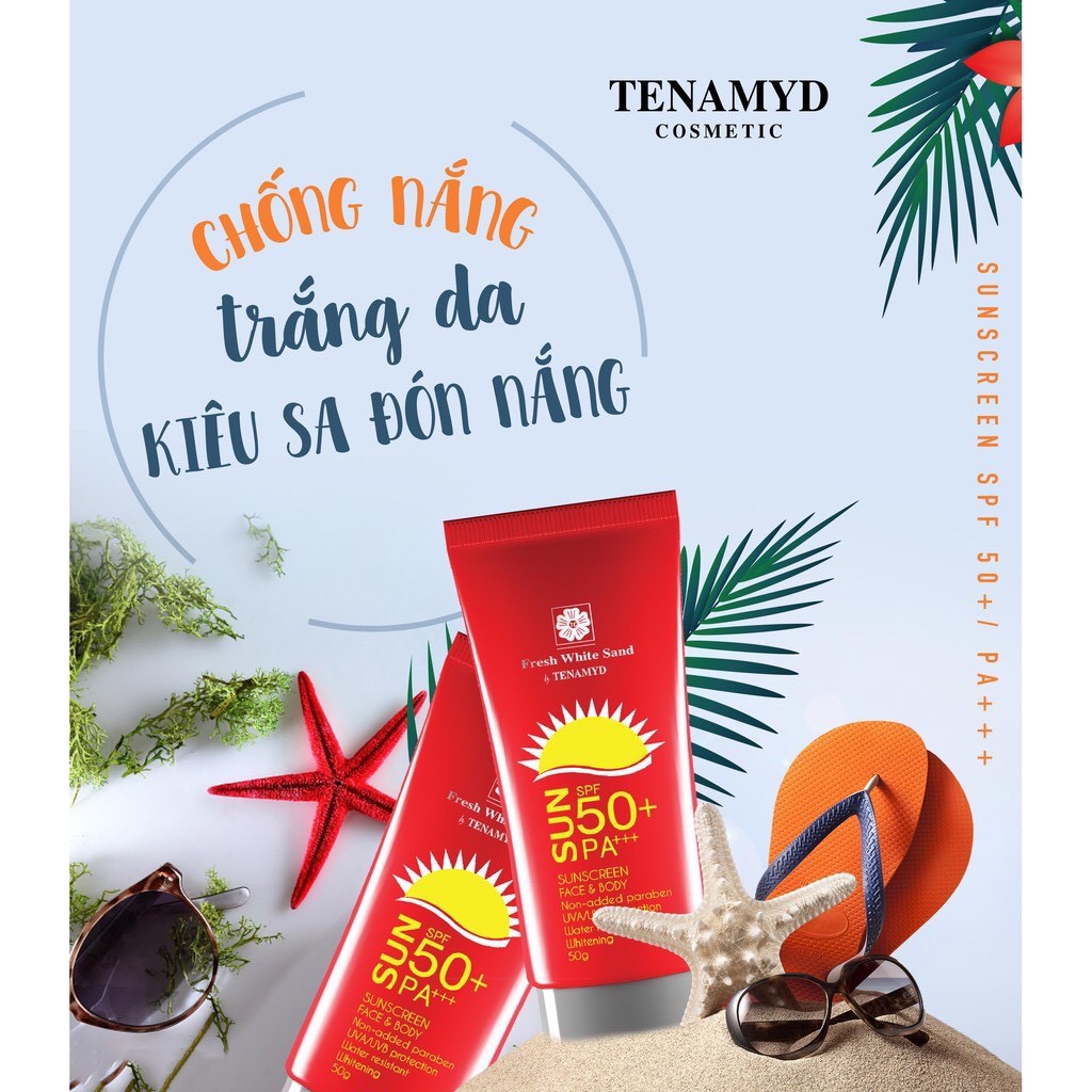 (CHÍNH HÃNG) Kem Chống Nắng, Dưỡng Trắng Da Tenamyd Fresh White Sand Sunscreen SPF 50+/PA+++ - 50g