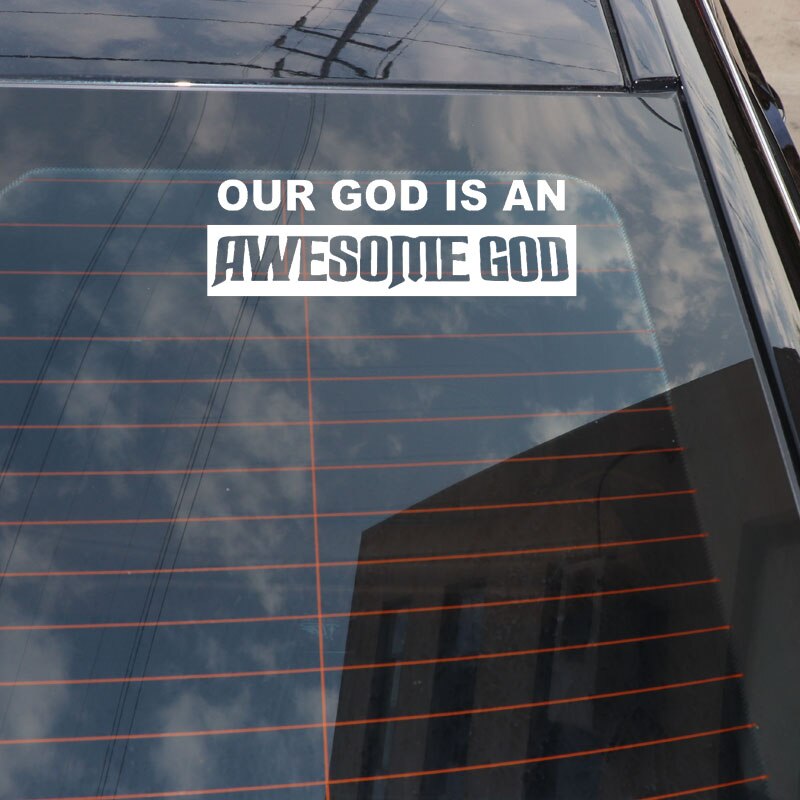 Miếng sticker &quot;Our God Is An Awesome God&quot; dán ô tô kích thước 15.8cm x 5cm