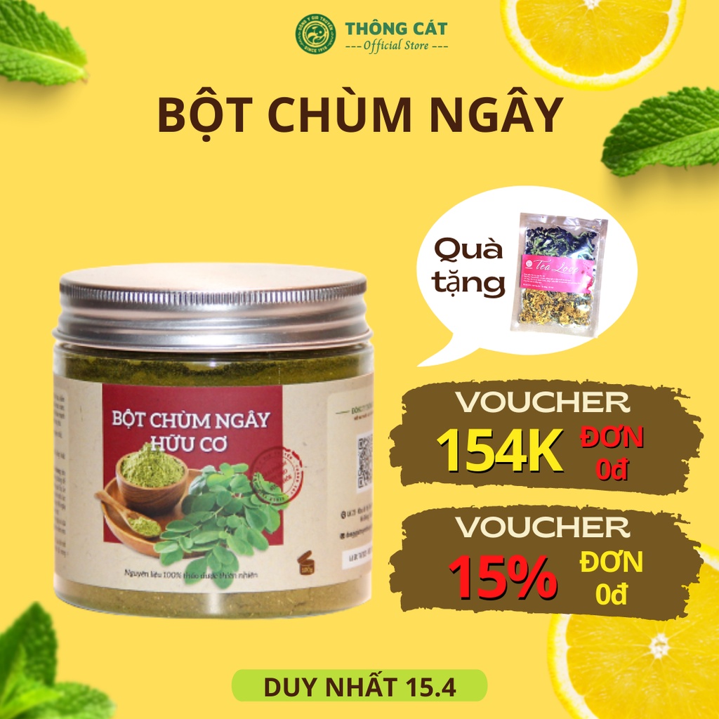Bột chùm ngây hữu cơ thảo dược Thông Cát giúp đẹp da, dưỡng trắng da mặt, lợi sữa, bồi bổ sức khỏe (bột ăn dặm cho bé)
