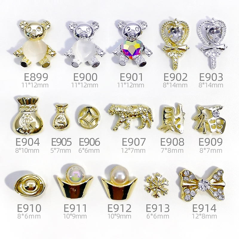 Hàng Có Sẵn Phụ Kiện Đính Đá Trang Trí Móng Tay Bằng Hợp Kim Nhẹ Cao Cấp Phong Cách Nhật Bản Ins Sang Trọng Cổ Tích Ôm Hình Gấu Ingot Đính Đá Giả Kim Cương
