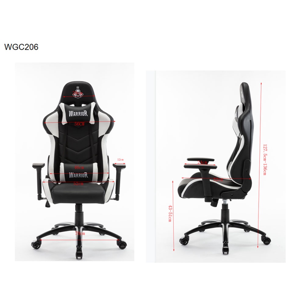 Ghế Gaming Warrior Raider Series WGC206 Đen/Đen Đỏ/ Đen Trắng/ Hồng - Hàng Chính Hãng