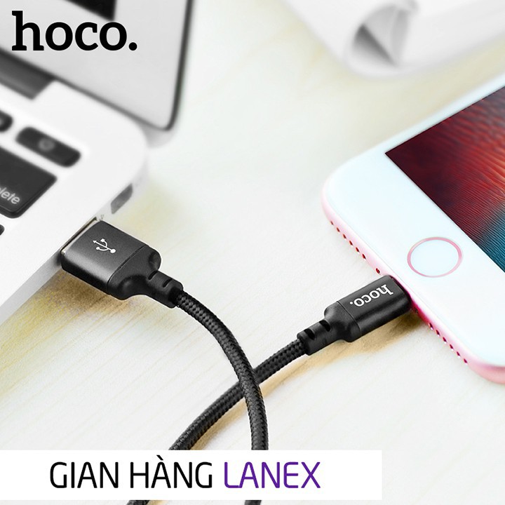 Cáp sạc nhanh Hoco X14 dây dù 2.0A, cáp sạc Iphone cổng kết nối Lightning, dài 1m