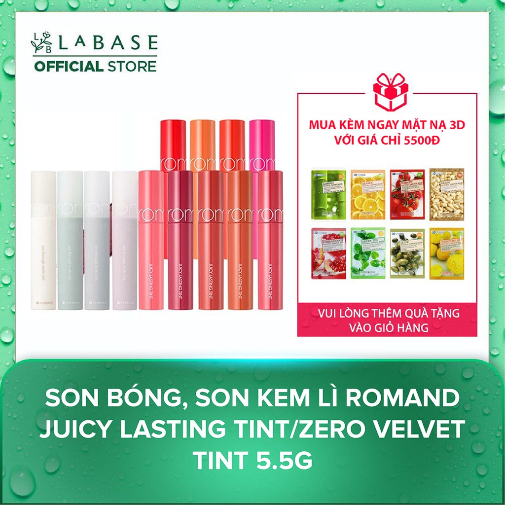 Son Bóng, Son Kem Lì Romand Juicy Lasting Tint/Zero Velvet Tint 5.5g